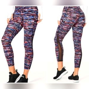 Lululemon Train Times 7/8 Leggings Hinshu Alpine White Multi/Black Mesh NEW NWOT